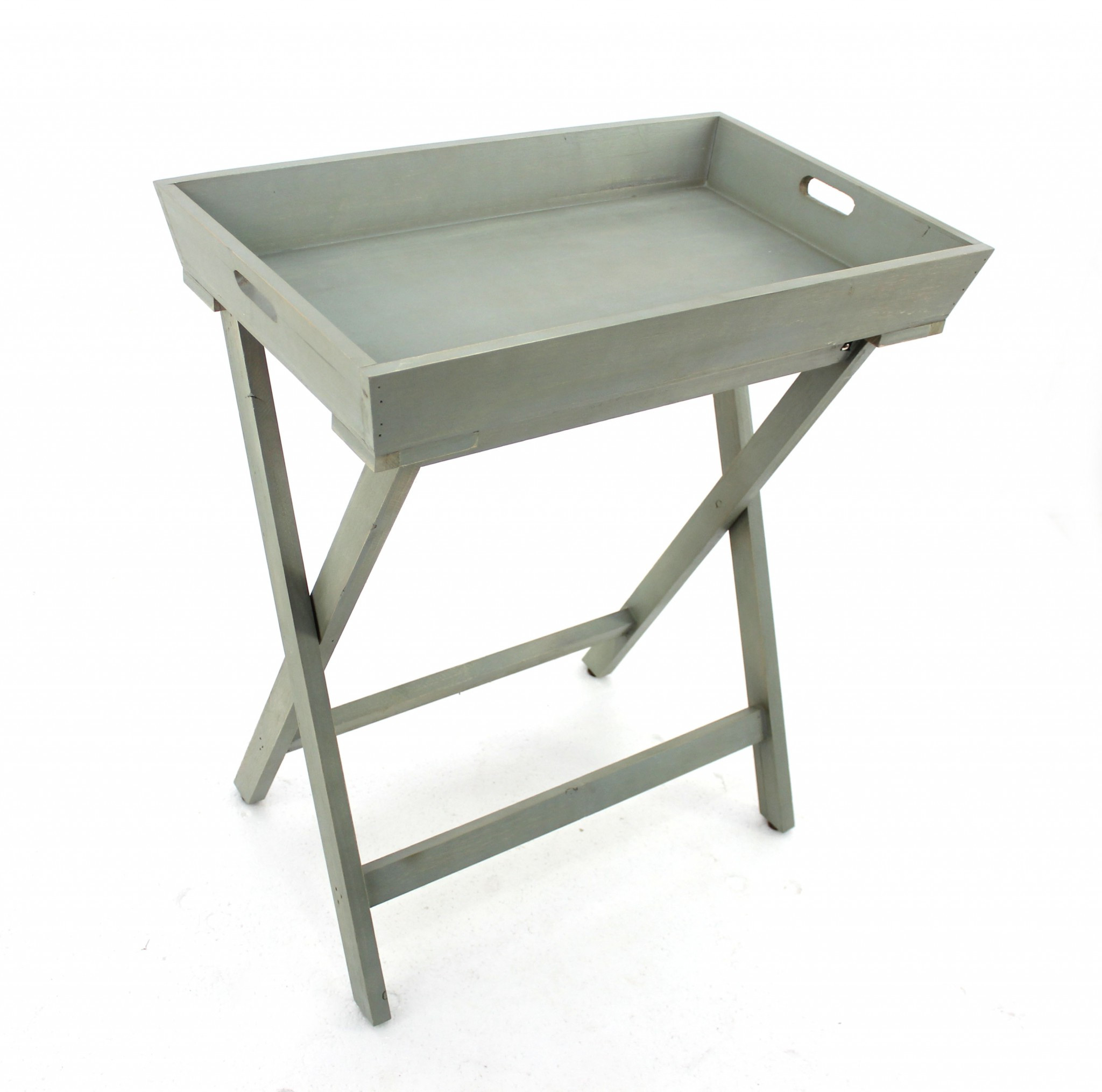 15.5 x 26 x 30 Gray Light Blue Wooden - Serving Table - Image 3