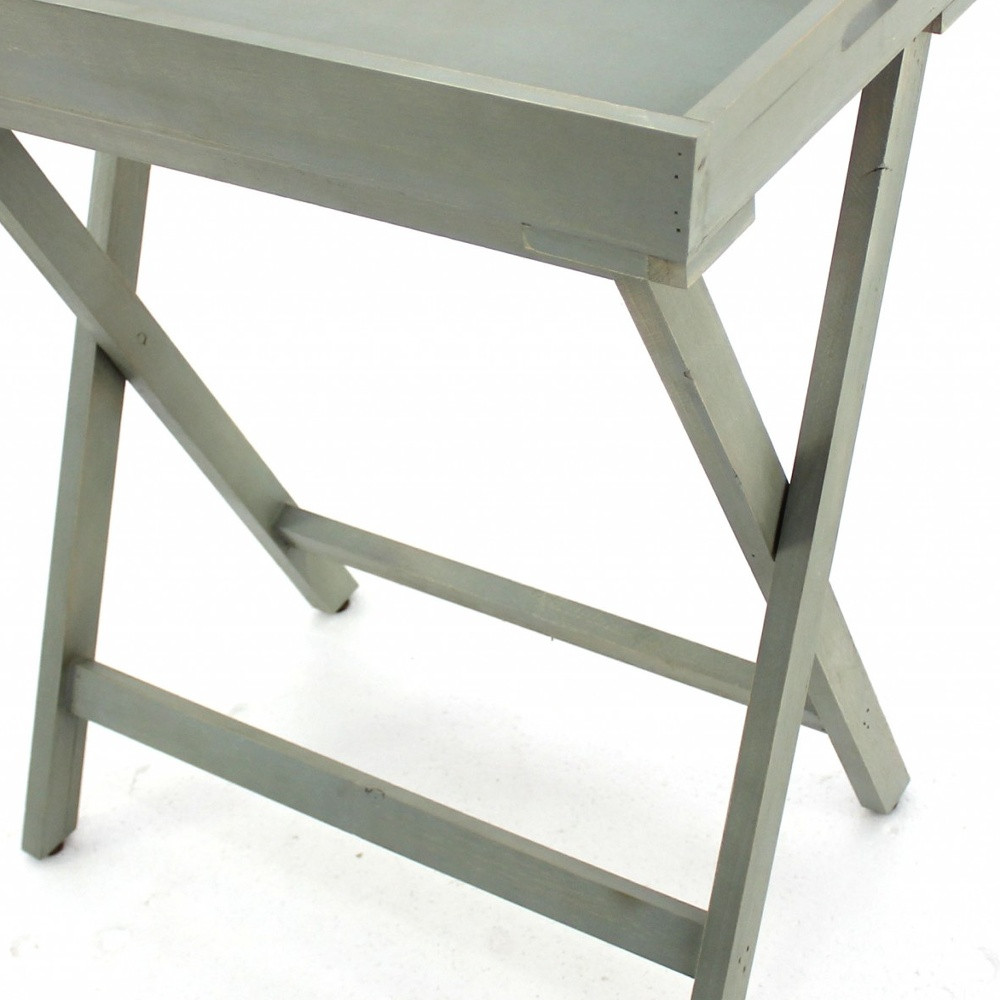 15.5 x 26 x 30 Gray Light Blue Wooden - Serving Table - Image 5