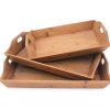 16.5 x 24.25 x 3.75 Brown Country Cottage Wooden - Serving Tray 3pcs