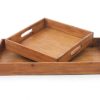 14.5 x 22.5 x 2.5 Brown Country Cottage Wooden  Serving Tray 2pc - Image 2
