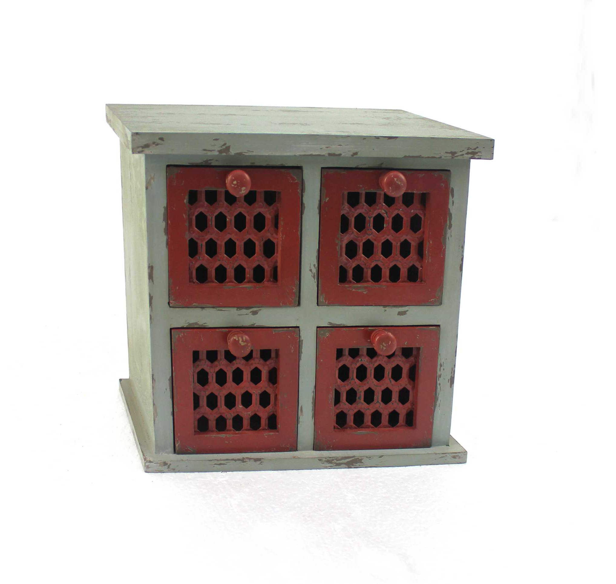 7 x 14 x 12.75 Multi-Color Antiqued 4 Drawer Tabletop Organizer - Image 3