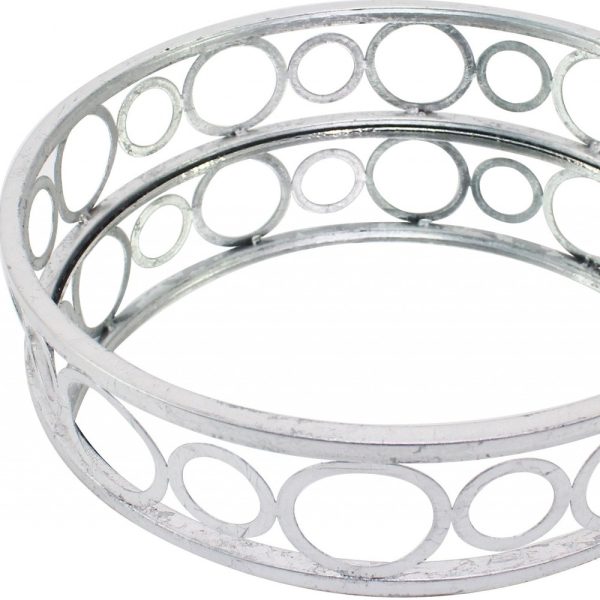 14 x 14 x 4 Silver Classic  Mirror Tray - Image 4