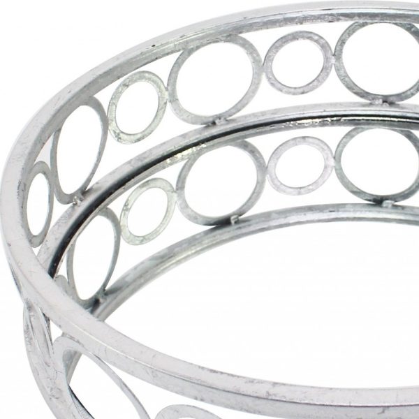 14 x 14 x 4 Silver Classic  Mirror Tray - Image 5
