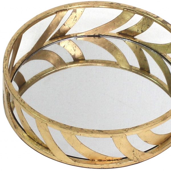 14 x 14 x 4 Gold Streamline Mirror  Tray - Image 4