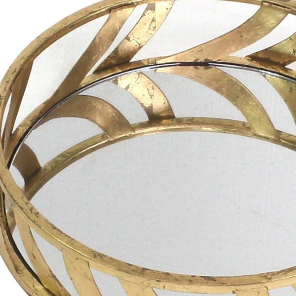 14 x 14 x 4 Gold Streamline Mirror  Tray - Image 5
