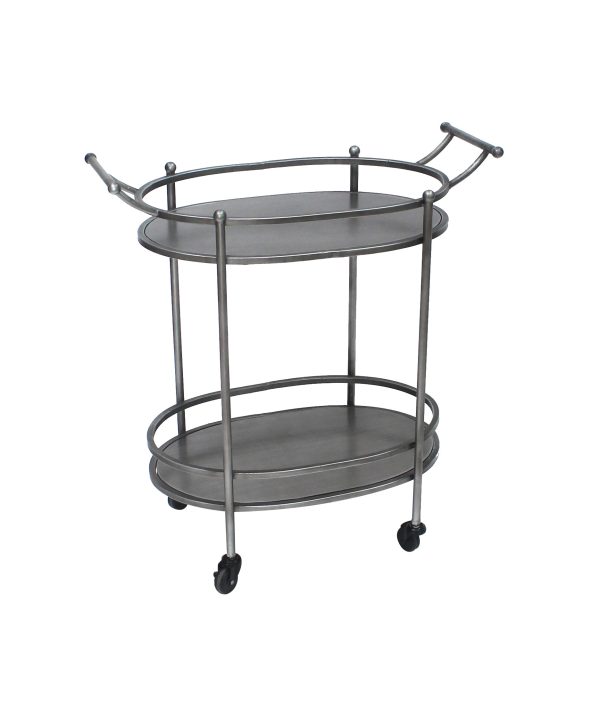 15 x 28 x 31 Bronze Antique Oval  Service Cart - Image 3