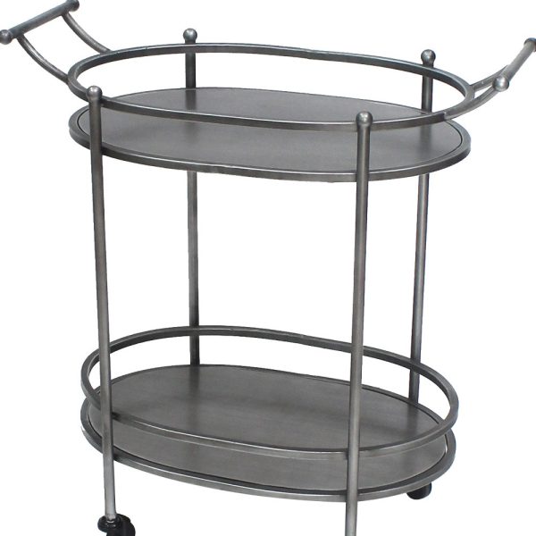 15 x 28 x 31 Bronze Antique Oval  Service Cart - Image 4