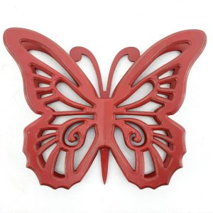 18.5" x 23" x 4" Red Rustic Butterfly Wooden  Wall Decor