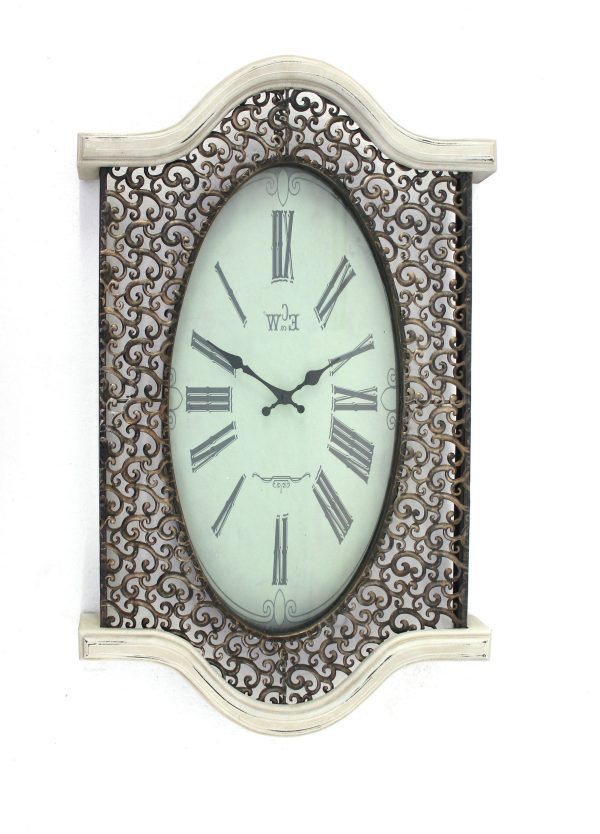 White Wash Vintage Look Wall Clock - Image 3