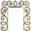 32.75 x 21.75 x 1.25 White Vintage Decorative Wood & Metal  Wall Mirror - Image 4
