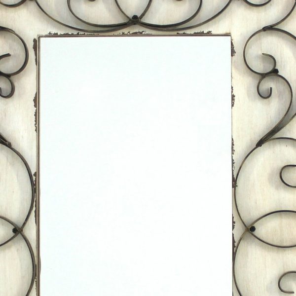 32.75 x 21.75 x 1.25 White Vintage Decorative Wood & Metal  Wall Mirror - Image 5