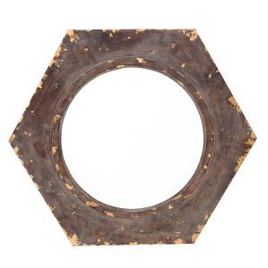23.5 x 27 x 3.5 Bronze Vintage Round Hexagon Frame - Cosmetic Mirror