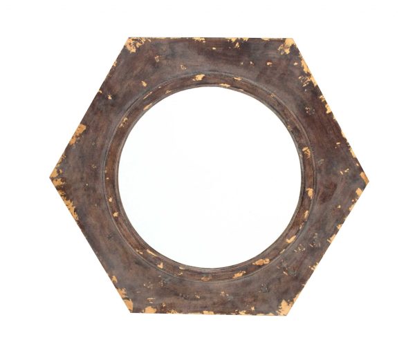 23.5 x 27 x 3.5 Bronze Vintage Round Hexagon Frame - Cosmetic Mirror - Image 3