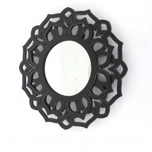 23.75 x 23.75 Black Traditional Lotus - Wall Mirror