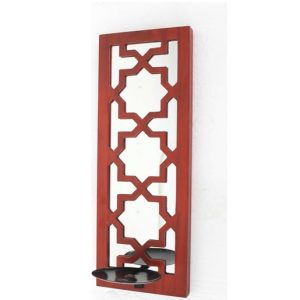 17" x 5" x 6" Red, Wooden Cross - Candle Holder Sconce