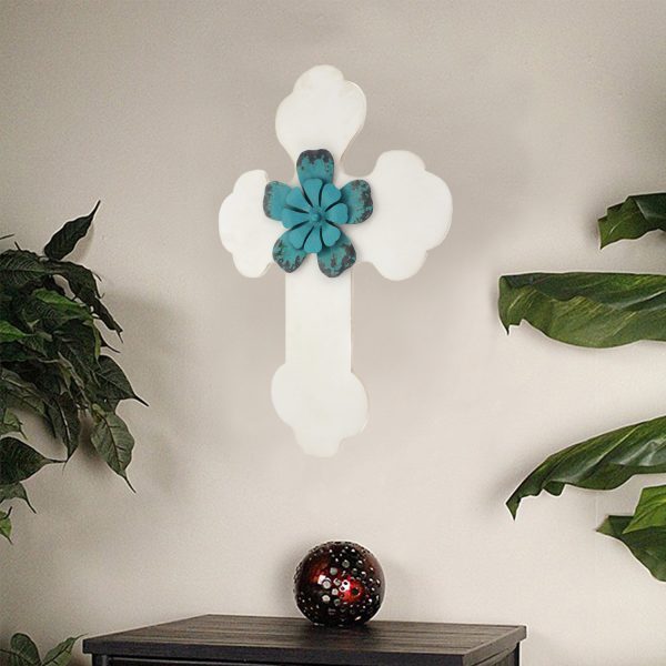 1 x 15.75 x 23.75 White Rustic Cross Wooden - Wall Decor - Image 2