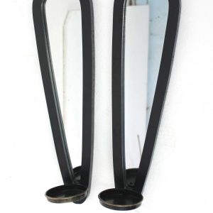 5 x 5.75 x 20.5 Black Wooden - Candle Holder Sconce Set