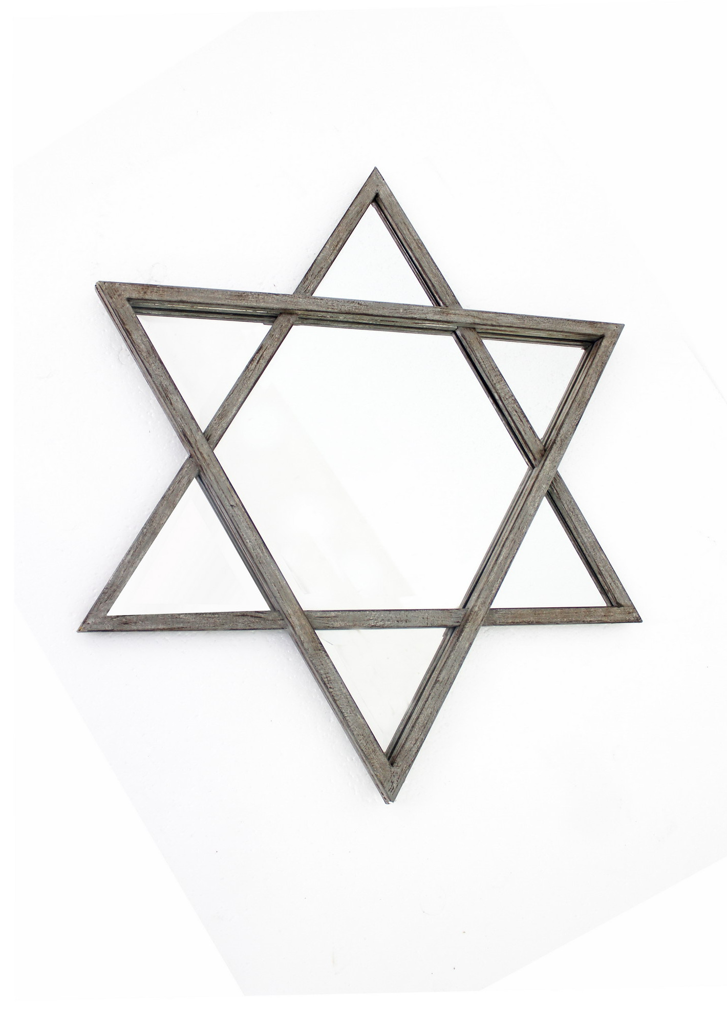 26 x 30 x 2 Silver Rustic Hexagram Wooden - Cosmetic Mirror - Image 3