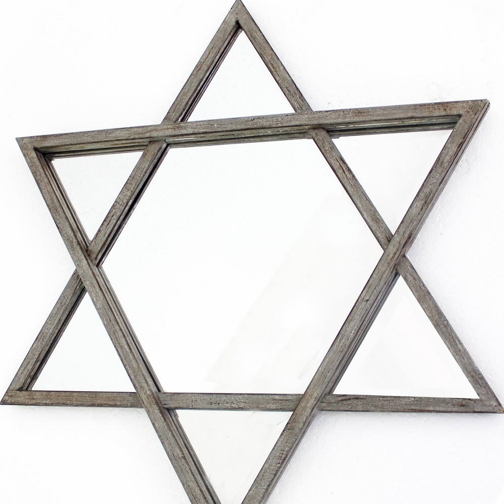 26 x 30 x 2 Silver Rustic Hexagram Wooden - Cosmetic Mirror - Image 4