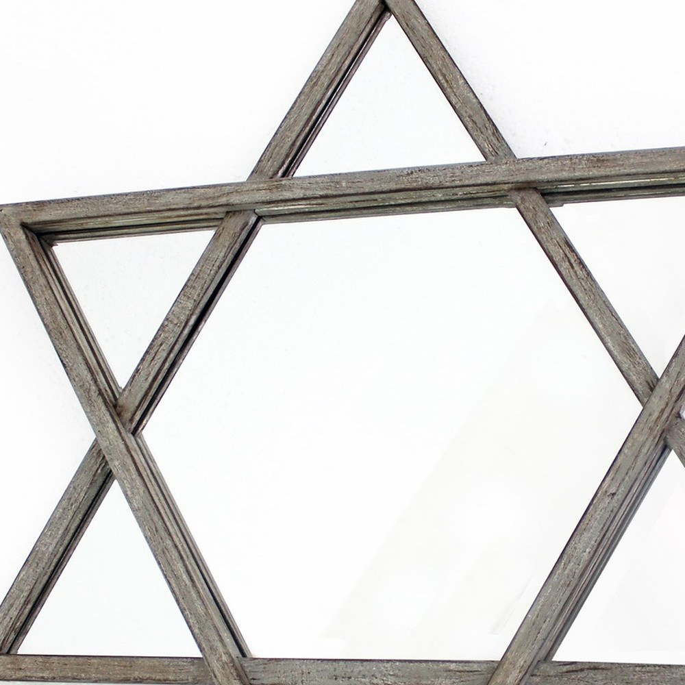 26 x 30 x 2 Silver Rustic Hexagram Wooden - Cosmetic Mirror - Image 5