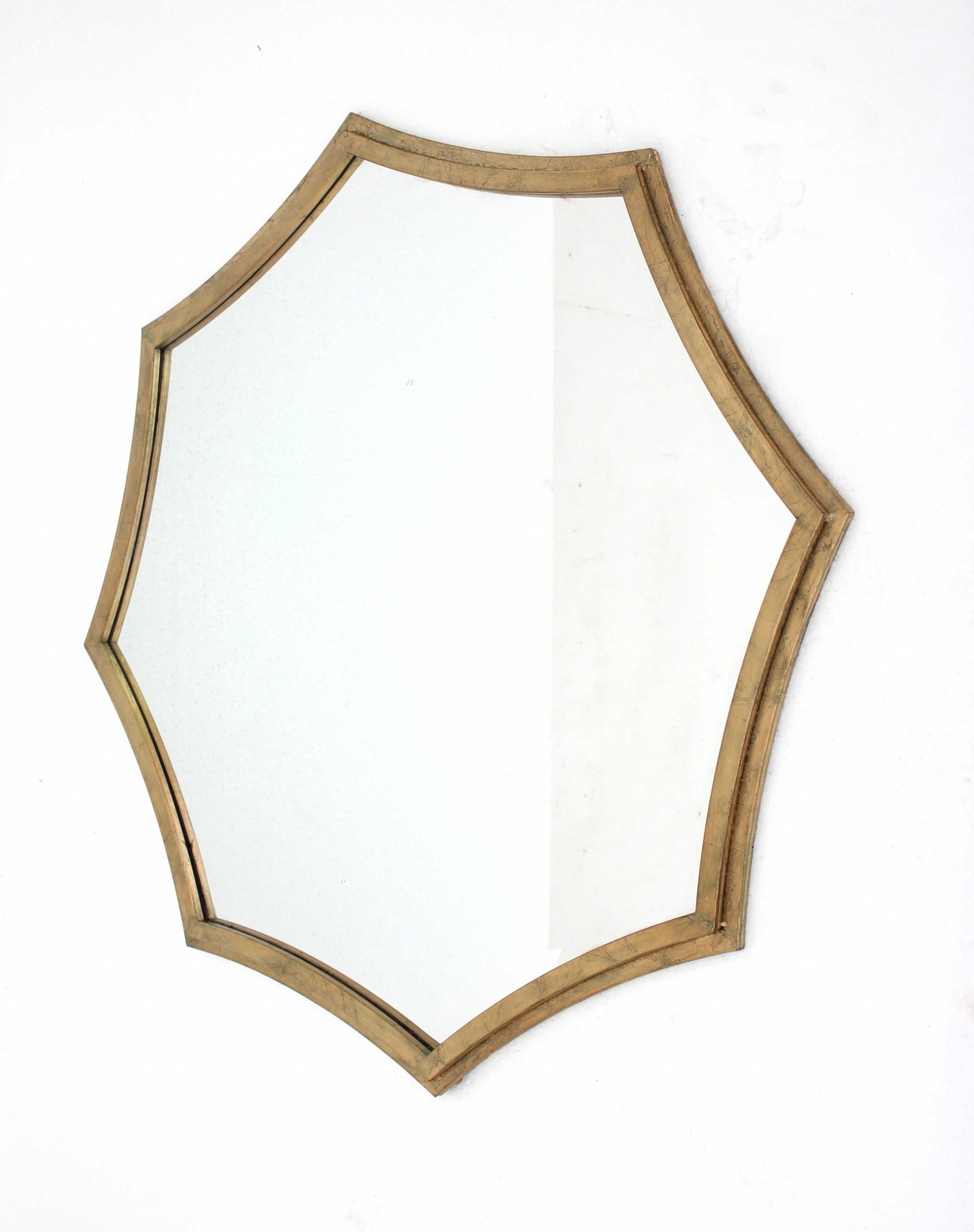 33 x 33 x 1 Gold Curved Hexagon Frame Cosmetic Mirror