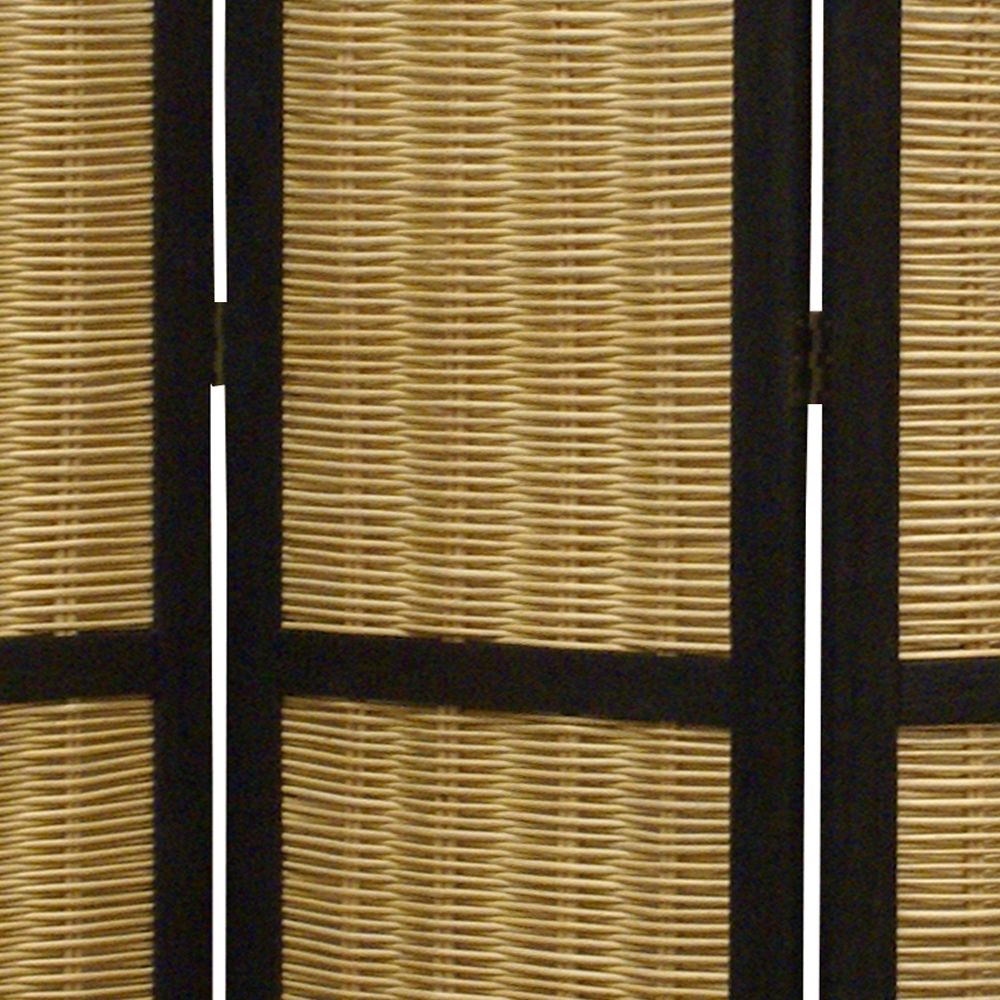 Dark Brown and Natural Willow 3 Panel Room Divider Screen - Image 2