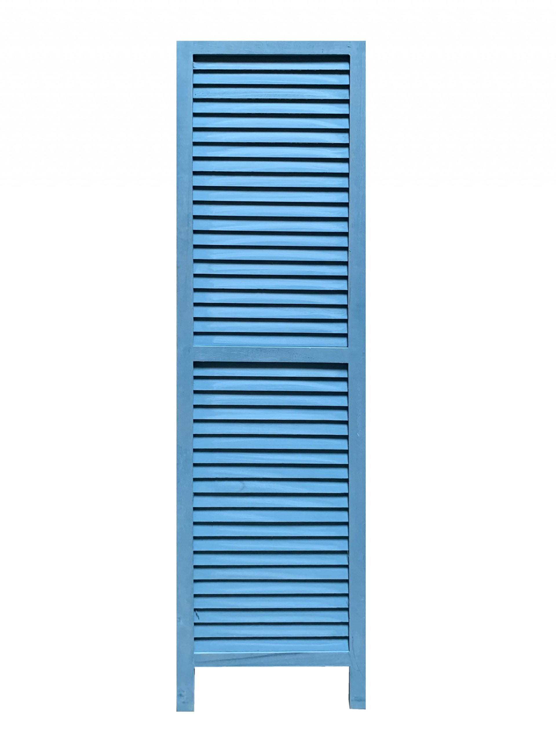 Blue Finish Wood Shutter 3 Panel Room Divider Screen - Image 3