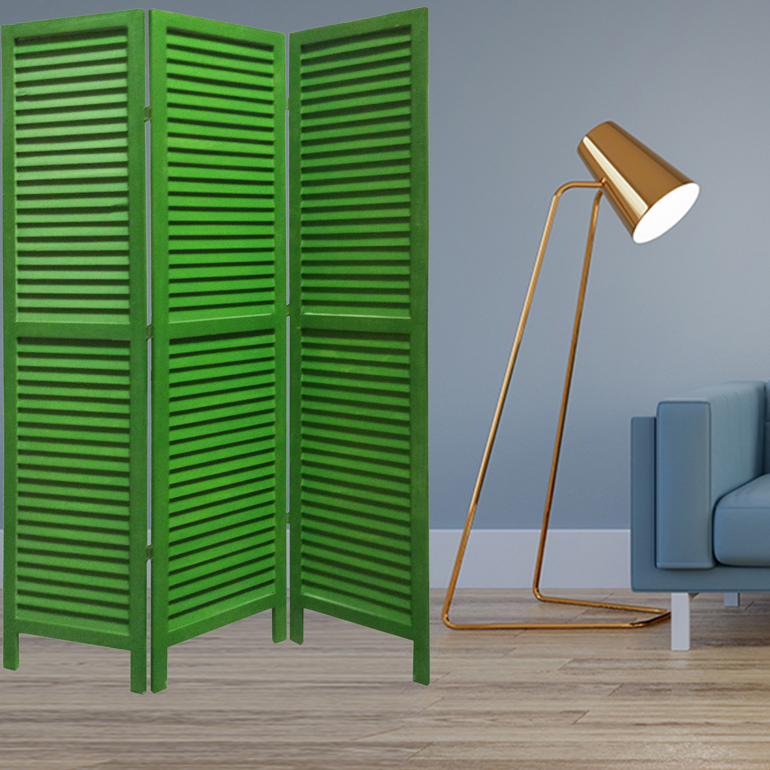 1 x 48 x 67 Green Wood Shutter -Screen - Image 2