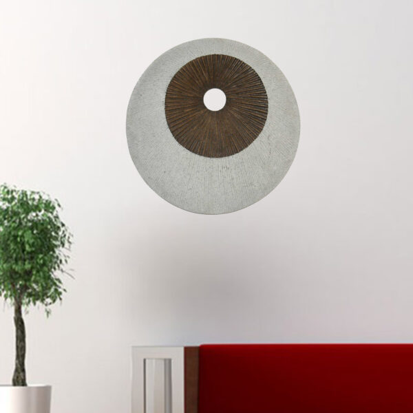 1 x 14 x 14 Brown & Gray Round Ribbed  Wall Decor - Image 2