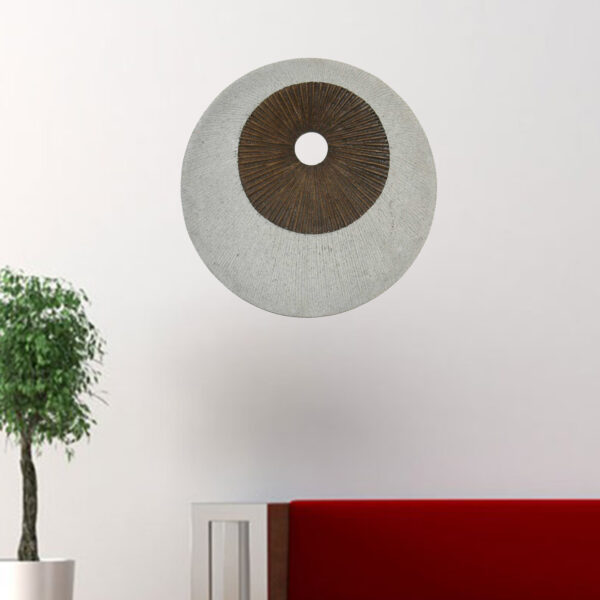 1 x 19 x 19 Brown & Gray Round Double Layer Ribbed  Wall Decor - Image 2