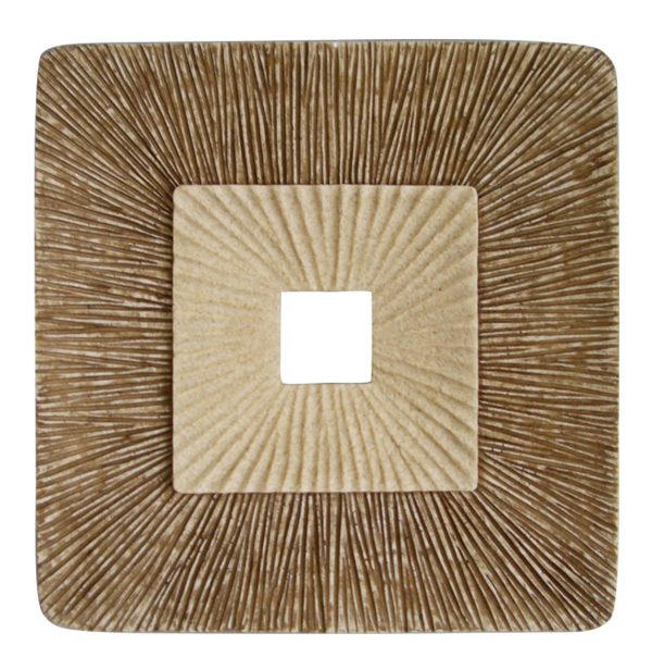 1 x 19 x 19 Brown Concave Square Double Layer Ribbed  Wall Plaque - Image 3