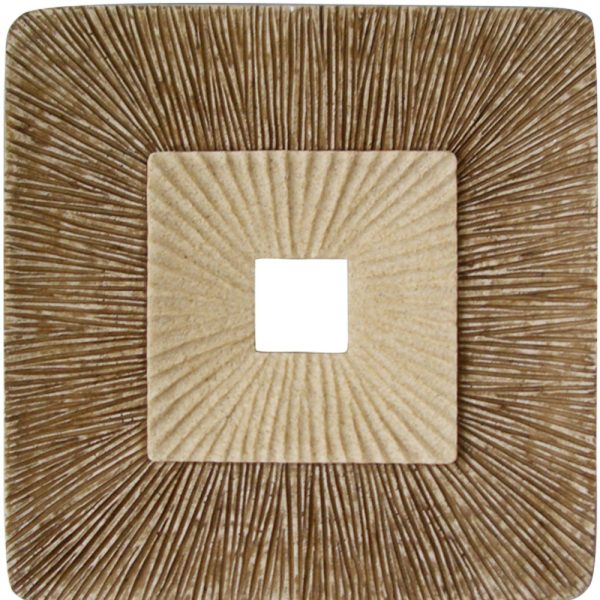 1 x 19 x 19 Brown Concave Square Double Layer Ribbed  Wall Plaque - Image 4