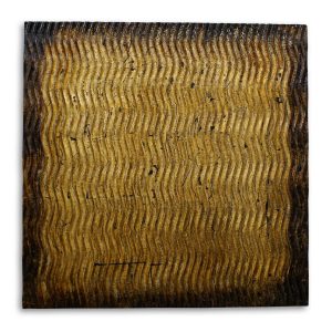 Raw Wood Look Gold Finish Square Wall Art Medium