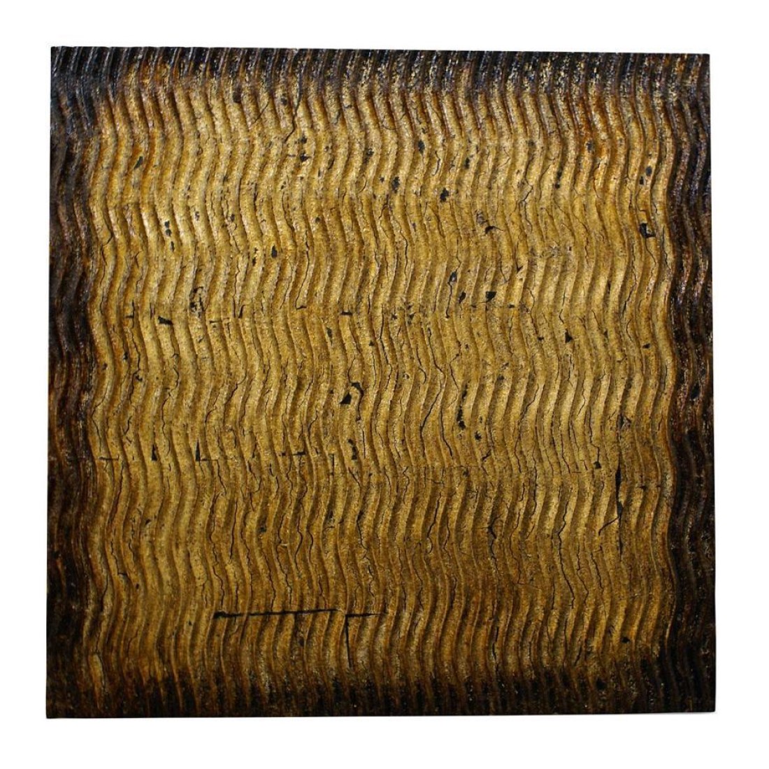 Raw Wood Look Gold Finish Square Wall Art Medium - Image 2