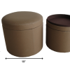 1 x 19 x 19 Tan Canvas Round Storage  Ottoman - Image 2