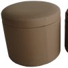 1 x 19 x 19 Tan Canvas Round Storage  Ottoman - Image 4
