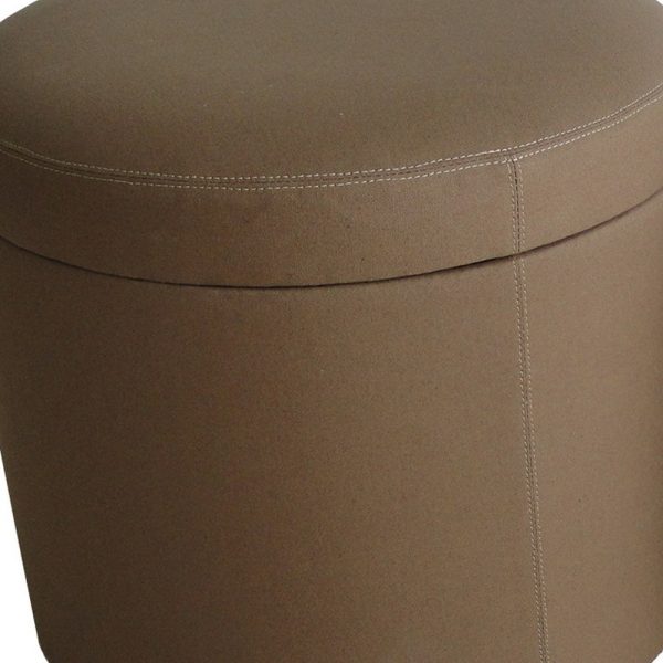 1 x 19 x 19 Tan Canvas Round Storage  Ottoman - Image 5