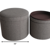 1 x 19 x 19 Gray Tweed Storage  Ottoman - Image 2