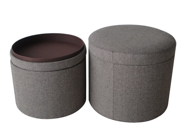 1 x 19 x 19 Gray Tweed Storage  Ottoman - Image 3