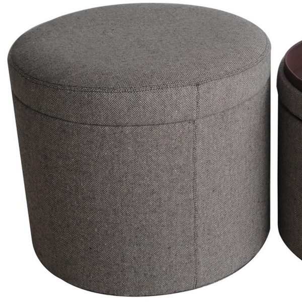 1 x 19 x 19 Gray Tweed Storage  Ottoman - Image 4