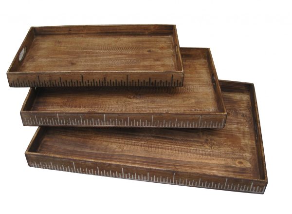 19 X 12 Brown Wood Tray Set - Image 2
