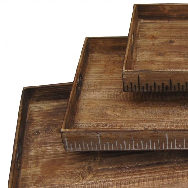 19 X 12 Brown Wood Tray Set - Image 4