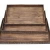 19" x 12" Brown Wood  Tray Set - Image 2