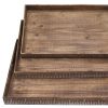19" x 12" Brown Wood  Tray Set - Image 3