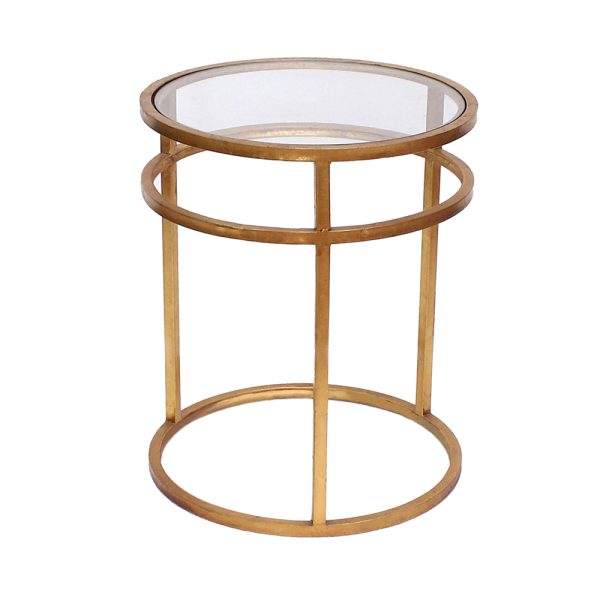 20" Glass And Iron Round Coffee Table