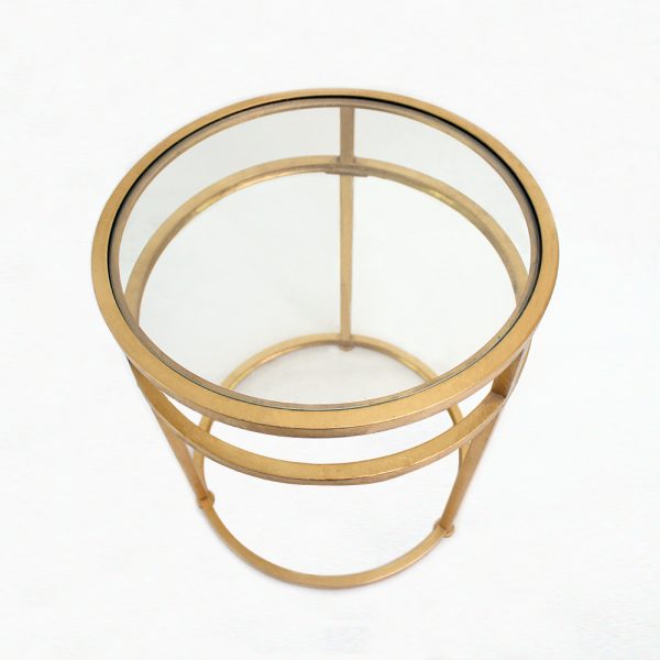 20" Glass And Iron Round Coffee Table - Image 2