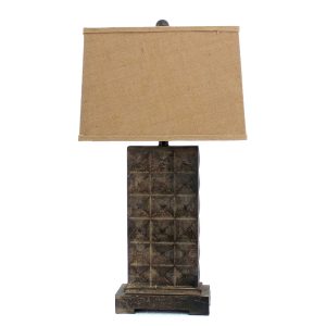 4.75 x 9.5 x 29.5 Brown Vintage With Metal Pedestal - Table Lamp