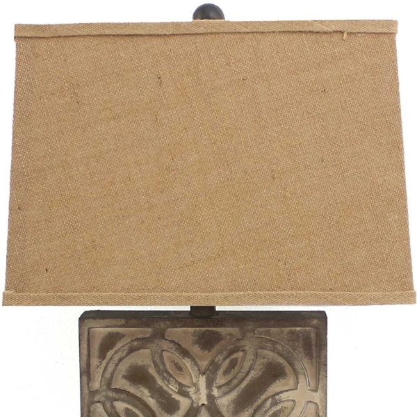 4.75 x 11.75 x 24.75 Brown Vintage with Khaki Linen Shade - Table Lamp - Image 4