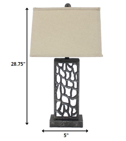 5 x 8 x 28.75 Silver Metal With Multi Mini Grotto Pattern - Table Lamp - Image 2