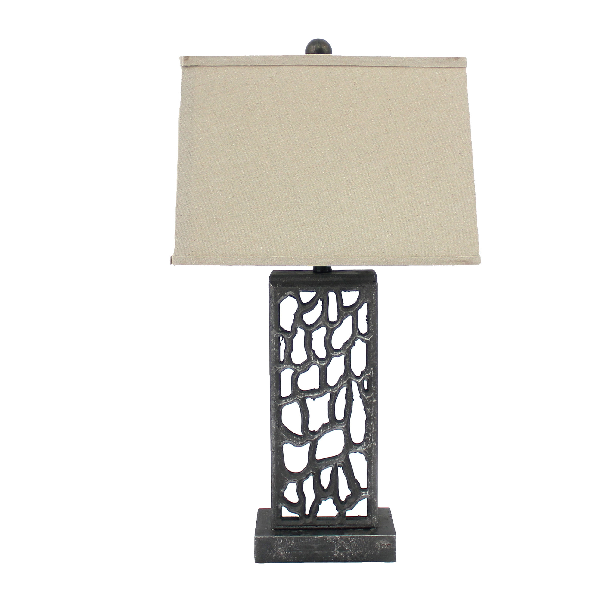 5 x 8 x 28.75 Silver Metal With Multi Mini Grotto Pattern - Table Lamp - Image 3